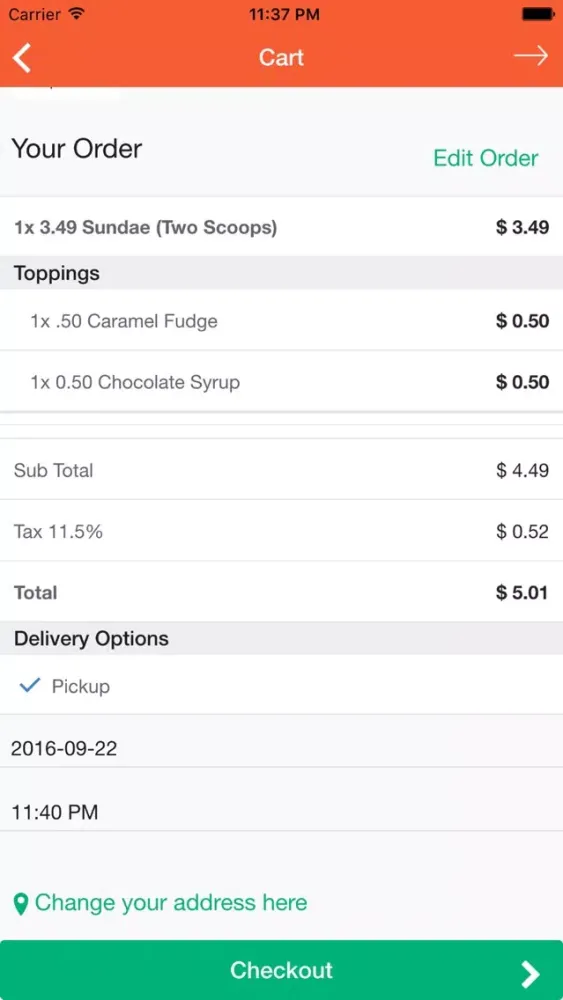 ภาพหน้าจอของ Foodhub.io