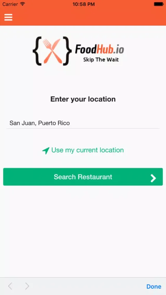ภาพหน้าจอของ Foodhub.io