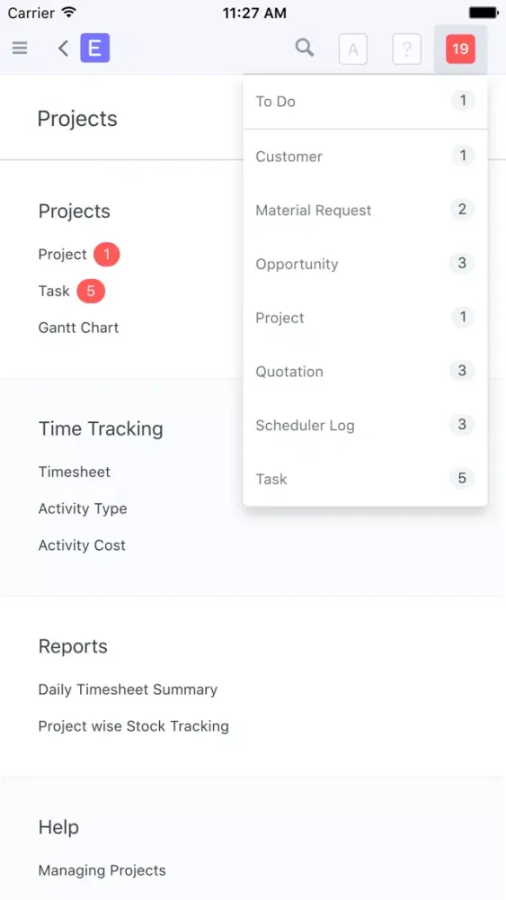 Ảnh chụp màn hình của ERPNext