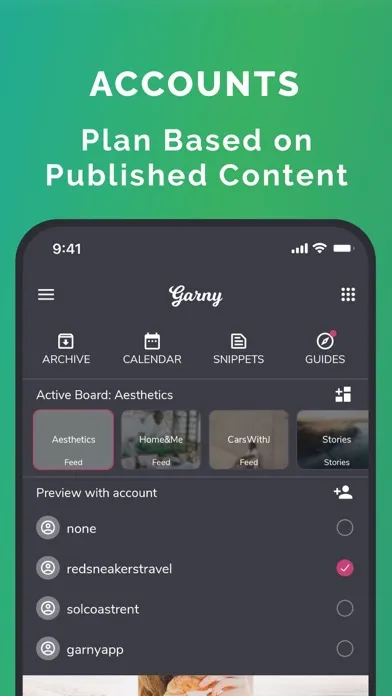 ภาพหน้าจอของ Garny: Preview for Instagram