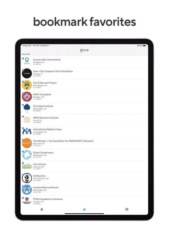 Givio - The Giving App iPad  Screenshots