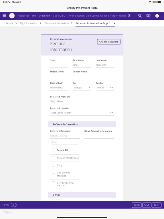 Скриншоты Fertility Pro Patient Portal iPad 