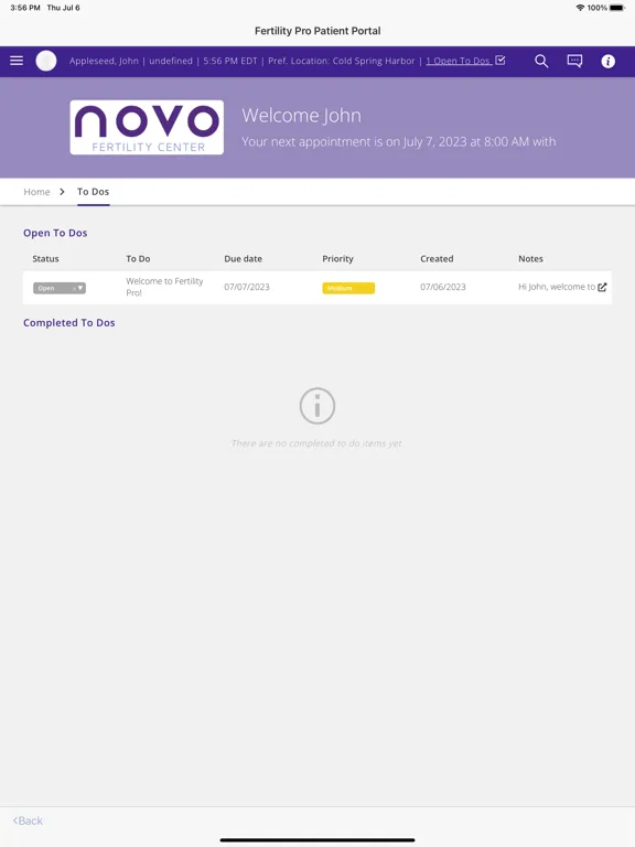 Скриншоты Fertility Pro Patient Portal iPad 