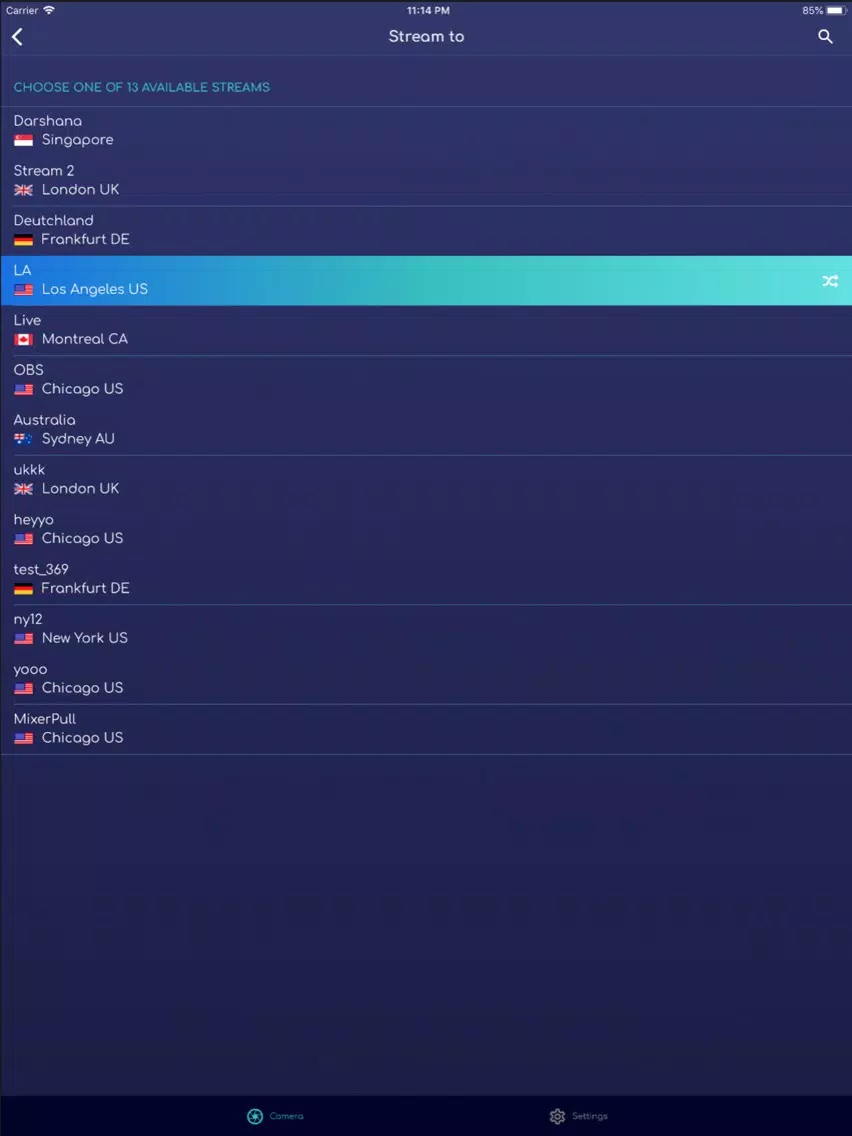 Tangkapan layar Castr - Live Streaming iPad 