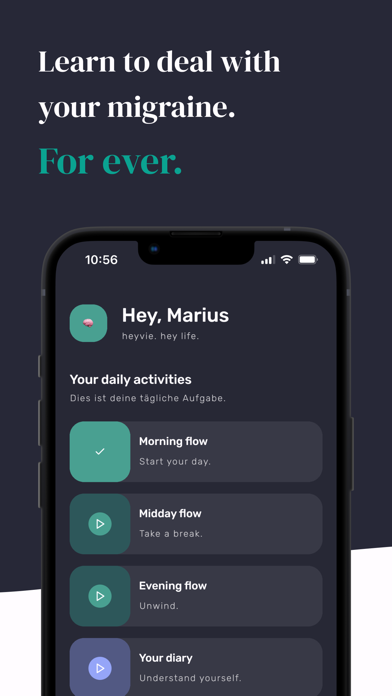 Ảnh chụp màn hình của heyvie: migraine coach