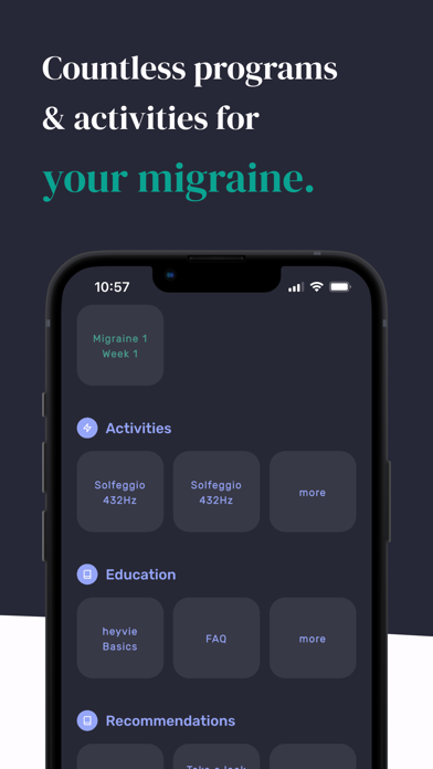 Ảnh chụp màn hình của heyvie: migraine coach