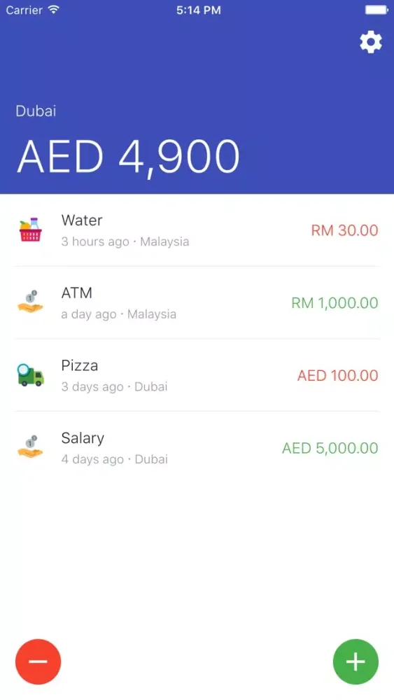 Tangkapan layar Index Expense Tracker