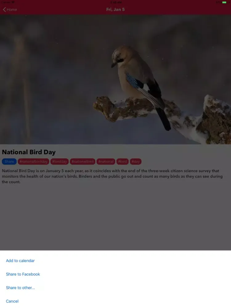 Capturas de pantalla de National Calendar App iPad 