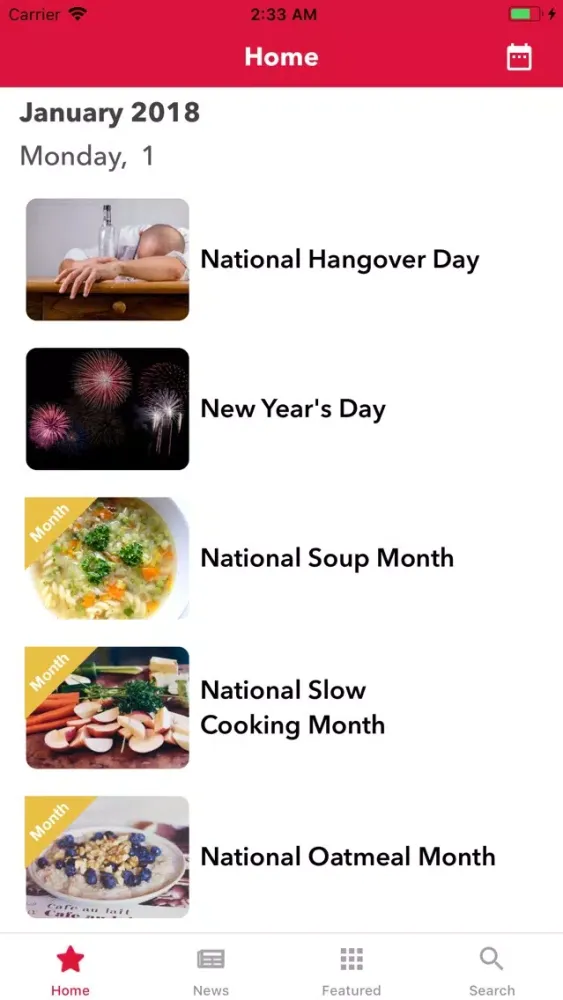 Capturas de pantalla de National Calendar App