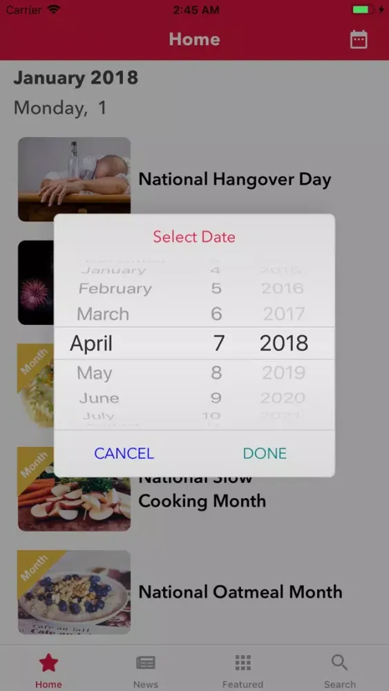 Capturas de pantalla de National Calendar App