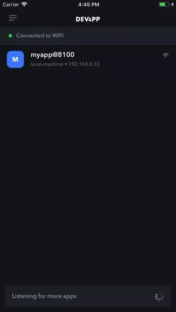 Screenshot di Ionic DevApp