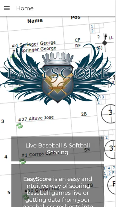 Tangkapan skrin EasyScore Baseball Scoring