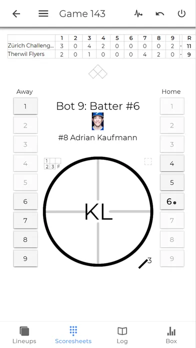 Tangkapan skrin EasyScore Baseball Scoring
