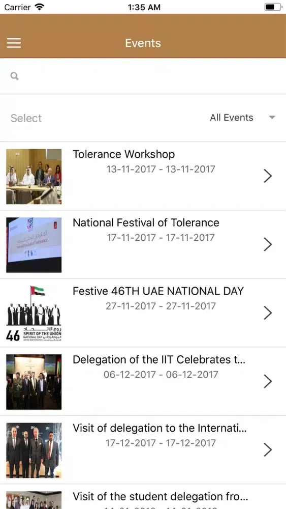ภาพหน้าจอของ IIT Events