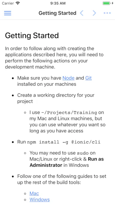 Скриншоты Ionic Training Labs