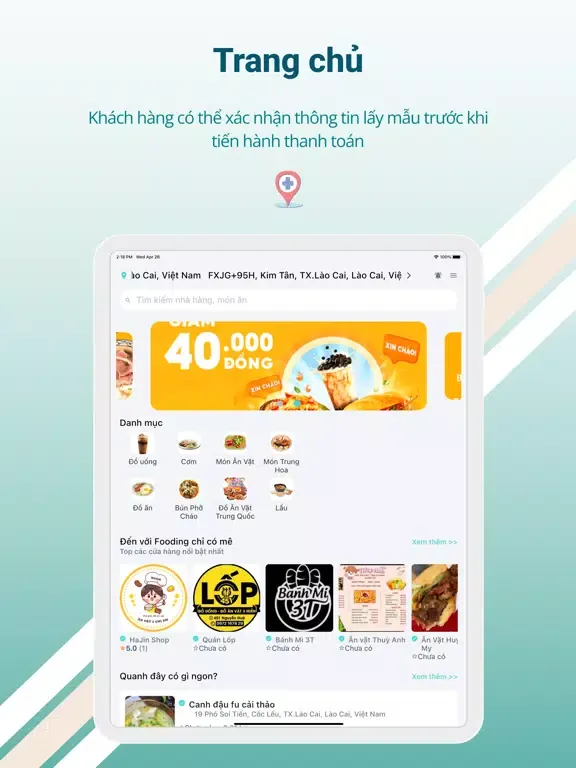 Fooding - Ứng dụng giao đồ ăn iPad 應用截圖