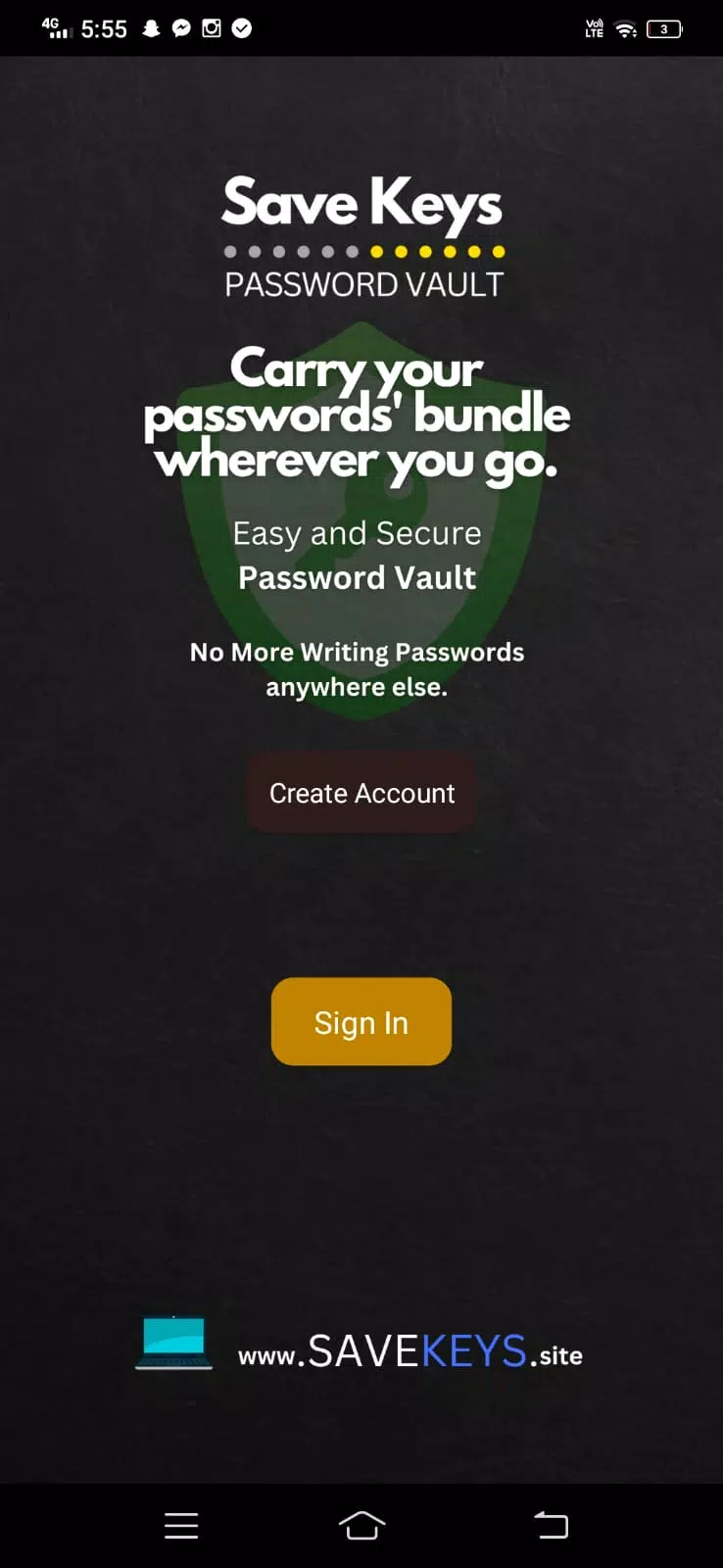 Save Keys Screenshots
