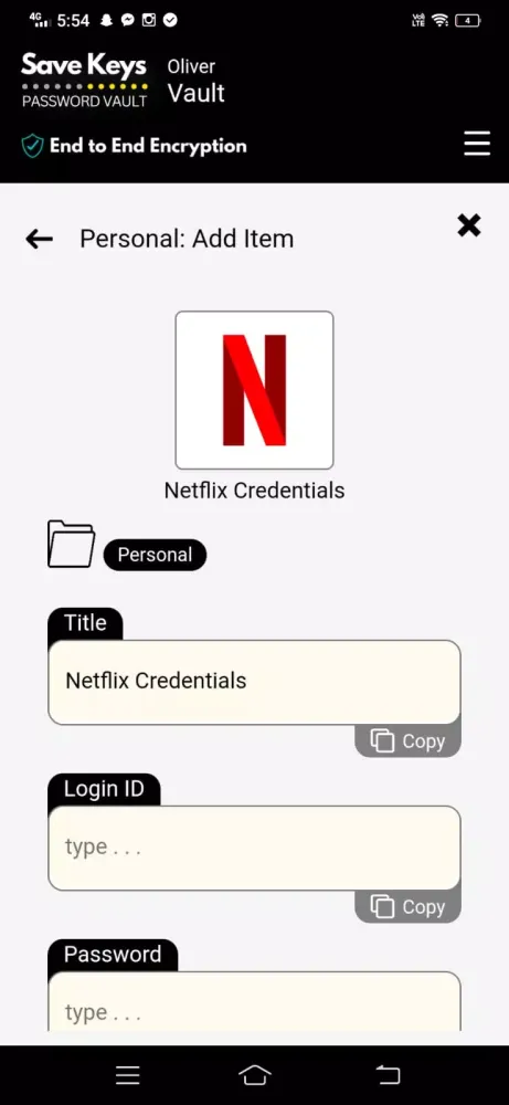 Save Keys Screenshots