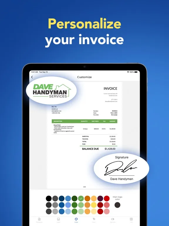Invoice Fly - Receipt Maker iPad 应用截图