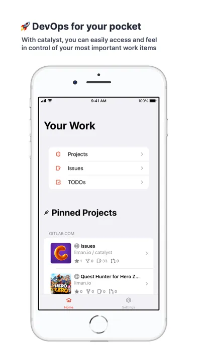 Capturas de tela do catalyst for GitLab™