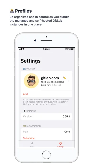 Capturas de tela do catalyst for GitLab™