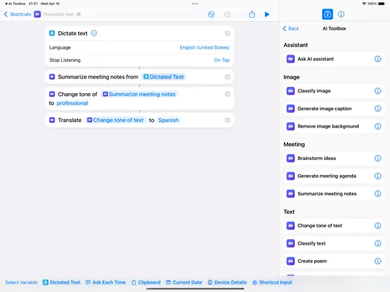 AI Shortcuts Actions iPad  Screenshots