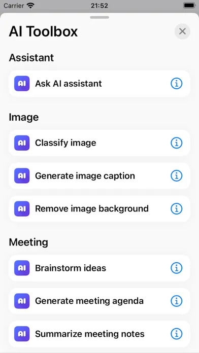 AI Shortcuts Actions Screenshots