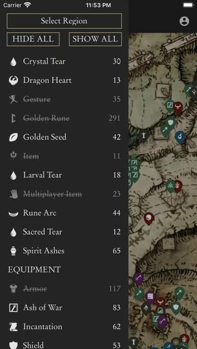 Capturas de pantalla de MapGenie: Elden Ring Map