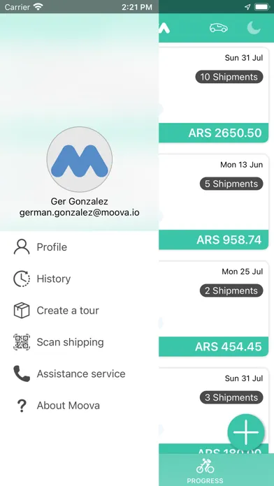 Moova, app for couriers স্ক্রিনশট