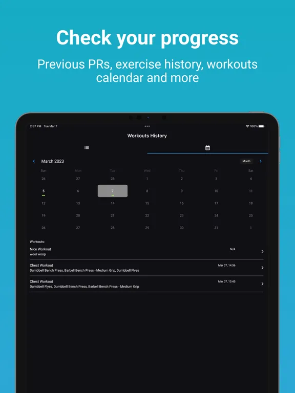 Pumped - gym workouts notebook iPad 應用截圖