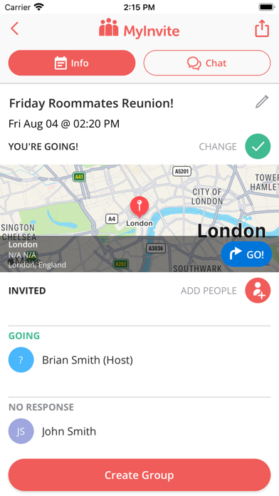 MyInvite - Invite. Chat. Go! Screenshots