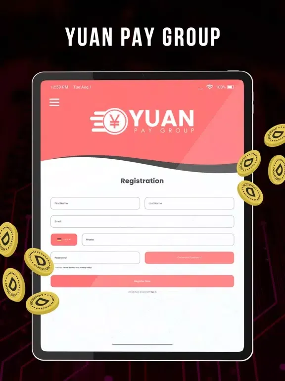 Capturas de tela do Yuan Pay Group iPad 