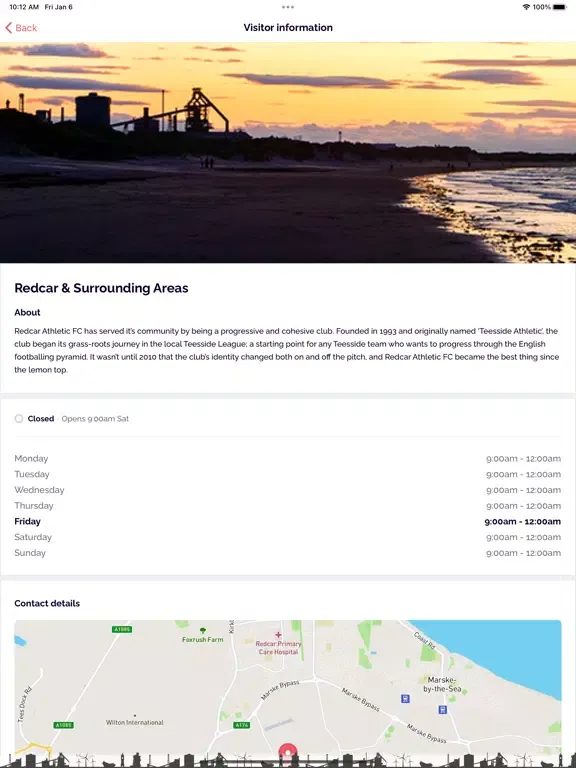 ภาพหน้าจอของ Redcar Athletic Football Club iPad 