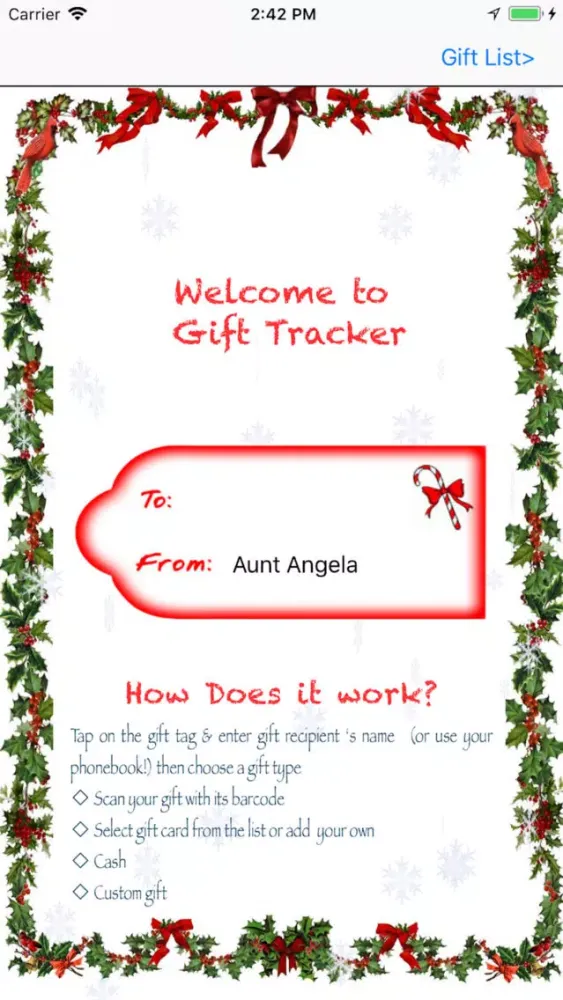 Zrzuty ekranu Gift List Tracker