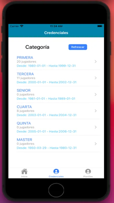 Capturas de tela do Primera liga LIFA Clubes