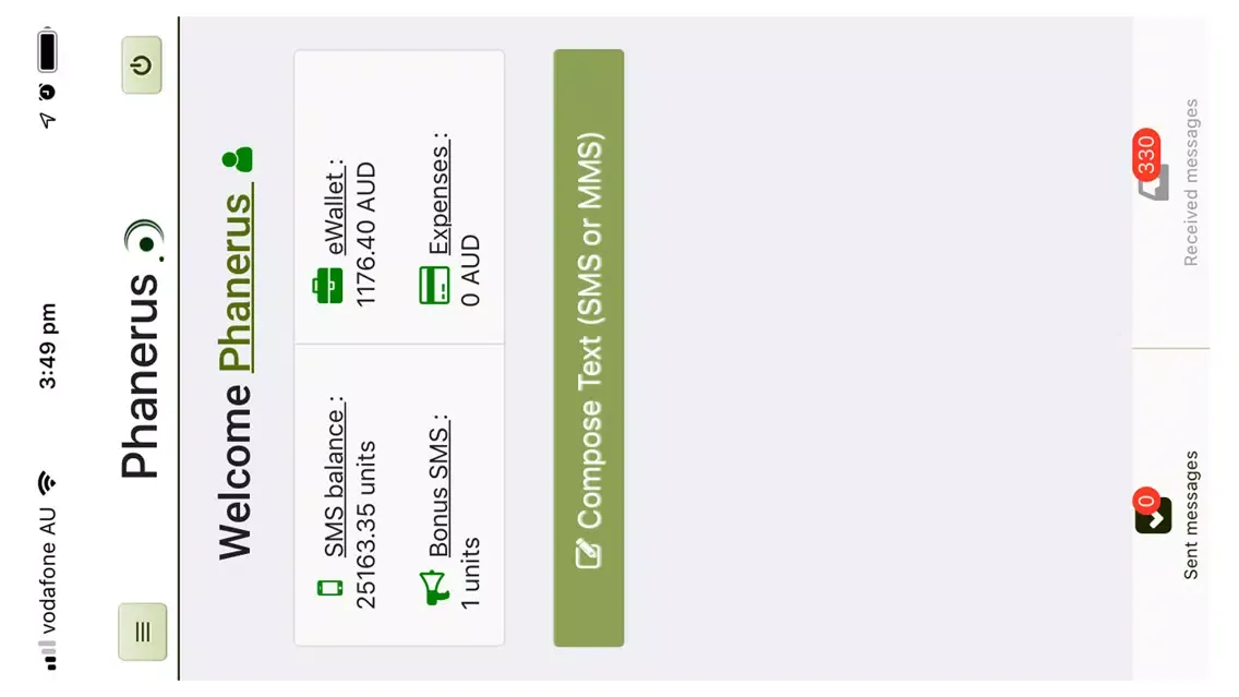 Phanerus Comms App Screenshots