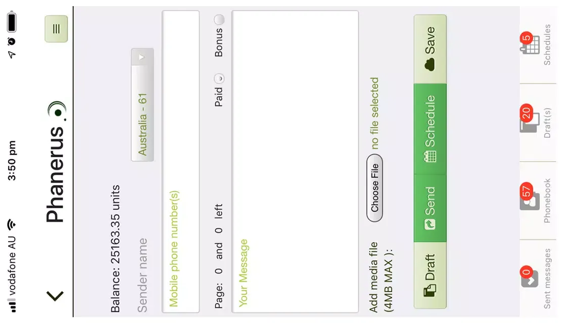 Phanerus Comms App Screenshots