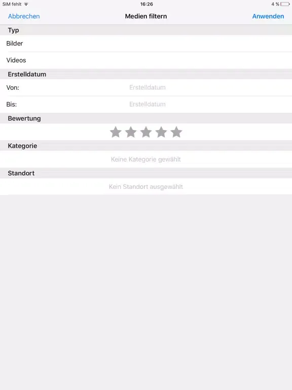 Tangkapan skrin pixx.io Bildverwaltung iPad 