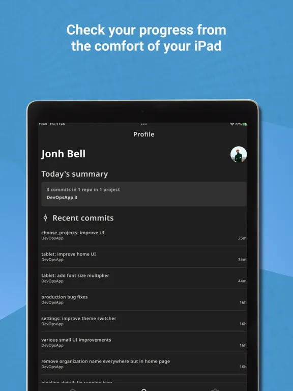 Az DevOps iPad स्क्रीनशॉट