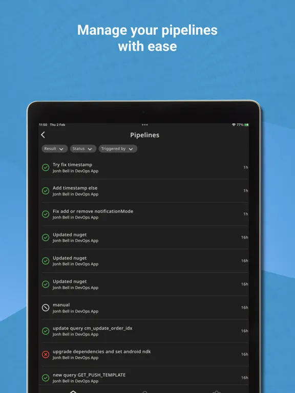 Az DevOps iPad स्क्रीनशॉट