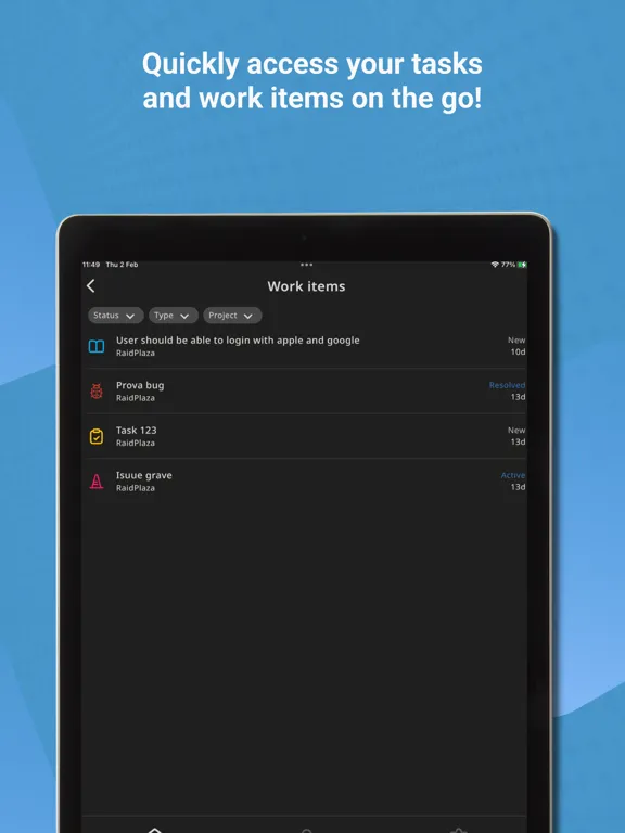 Az DevOps iPad स्क्रीनशॉट