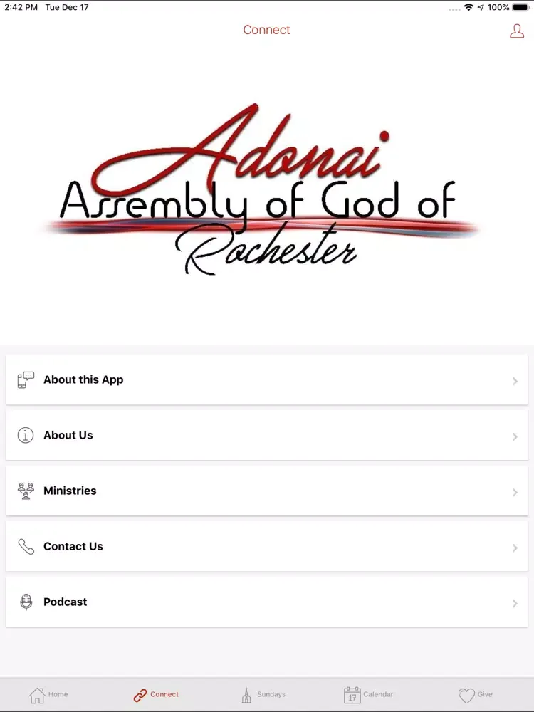 ภาพหน้าจอของ Adonai Assembly of God iPad 
