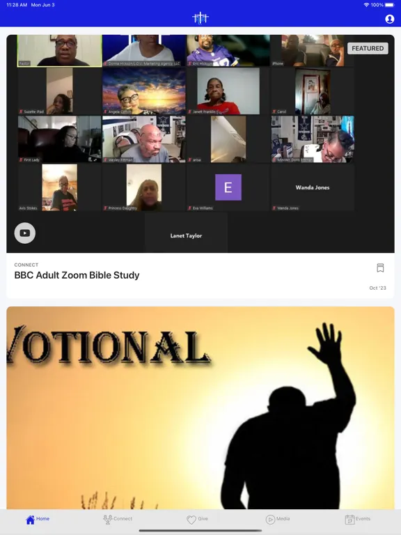 Tangkapan layar Bethel Baptist Church Norfolk iPad 