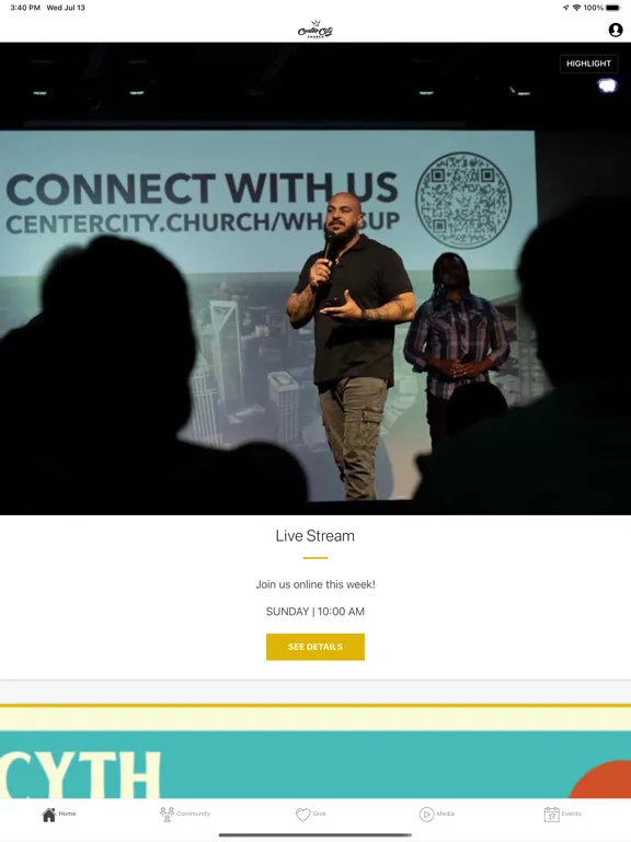 Ảnh chụp màn hình của Center City Church Charlotte iPad 