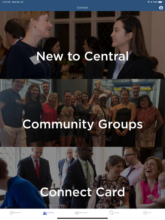 Capturas de tela do Central Church NYC iPad 