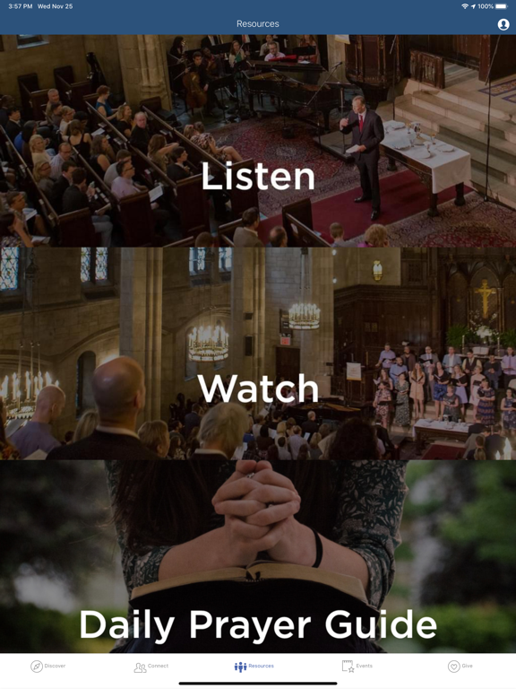 Capturas de tela do Central Church NYC iPad 