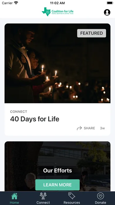 Capturas de tela do Central TX Coalition for Life
