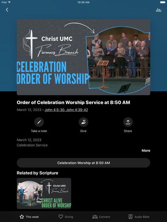 Christ UMC Farmers Branch iPad 应用截图