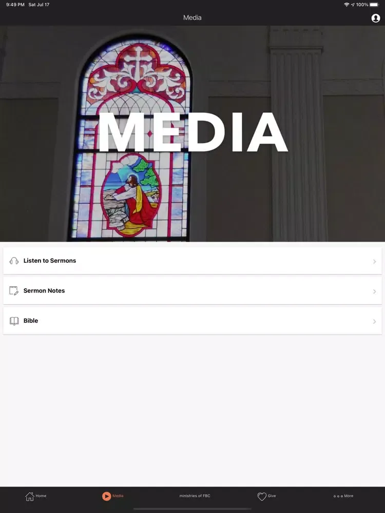 Tangkapan skrin First Baptist Church Hope iPad 