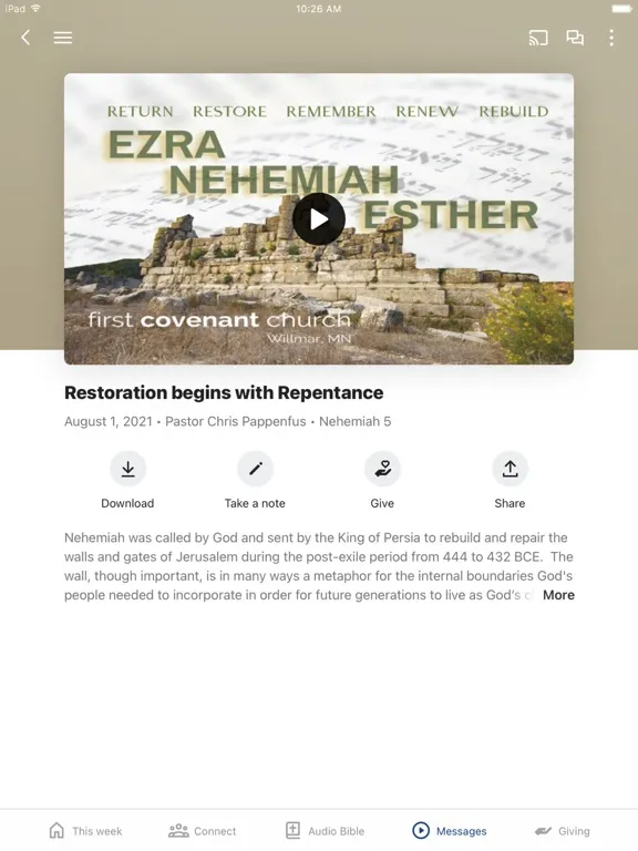 Скриншоты First Covenant Church Willmar iPad 